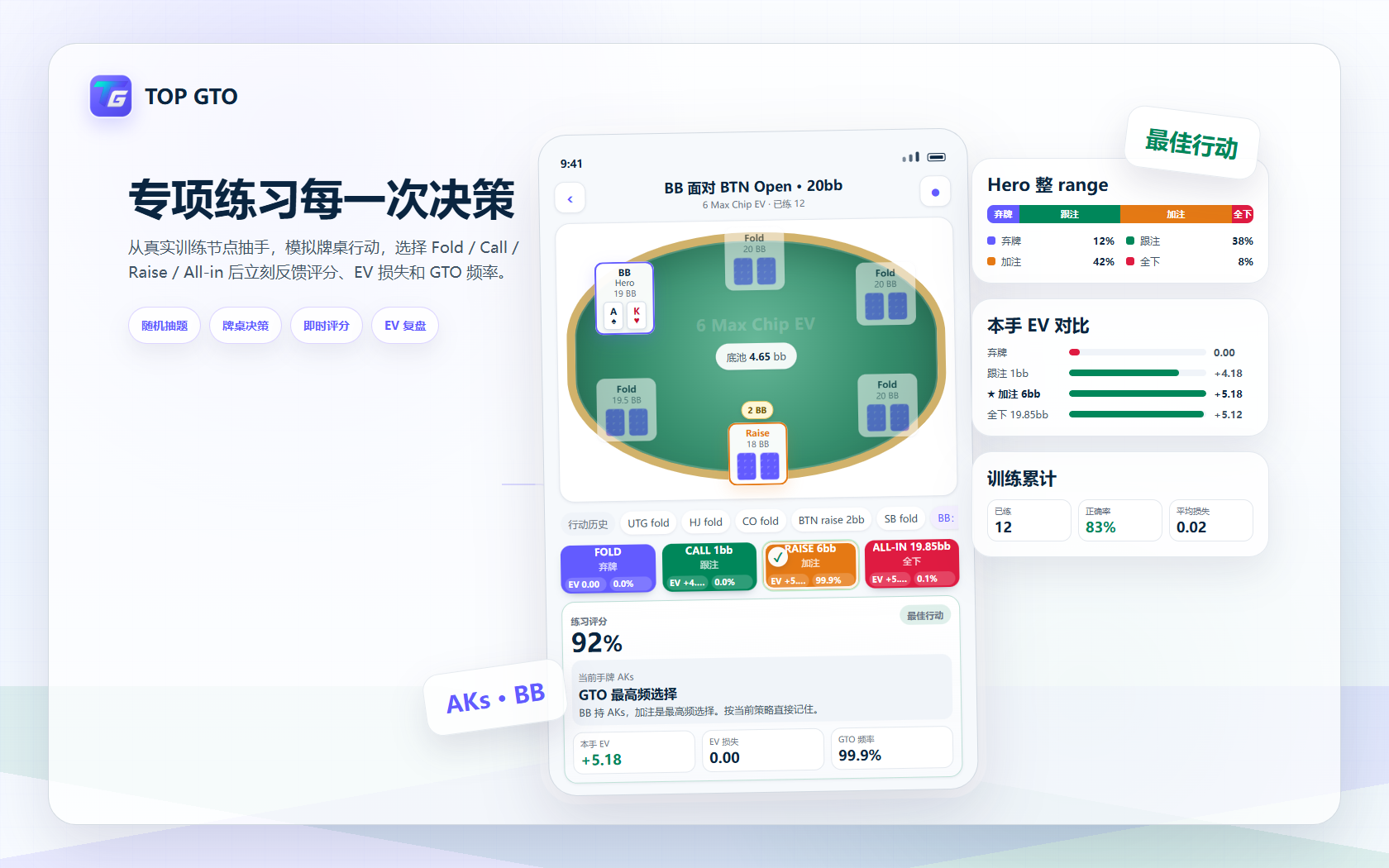TOP GTO 训练模式界面：任意场景自主训练